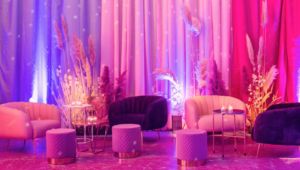 luxury wedding venue decor and sofas