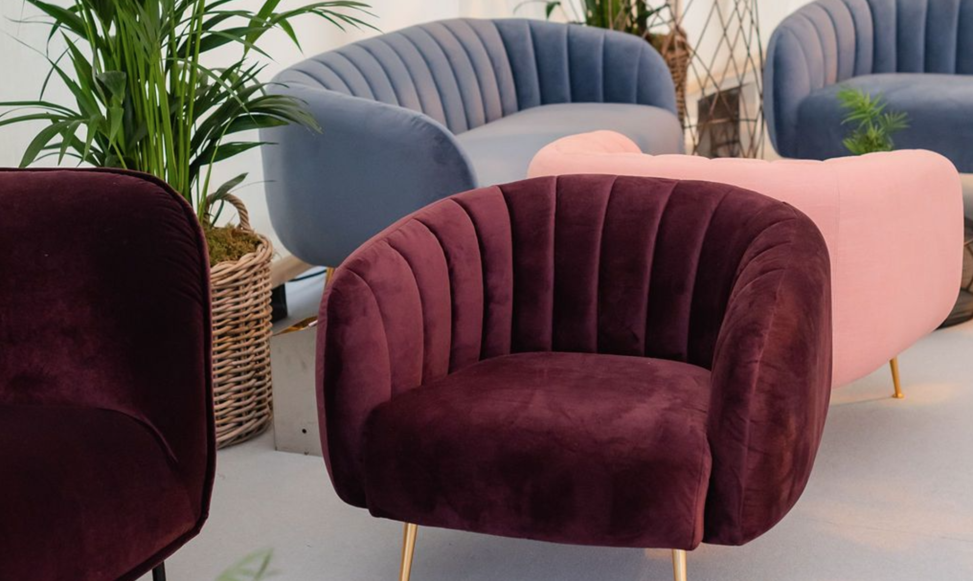 Velvet sofas and armchairs for weddings - Wedding planning during lockdown