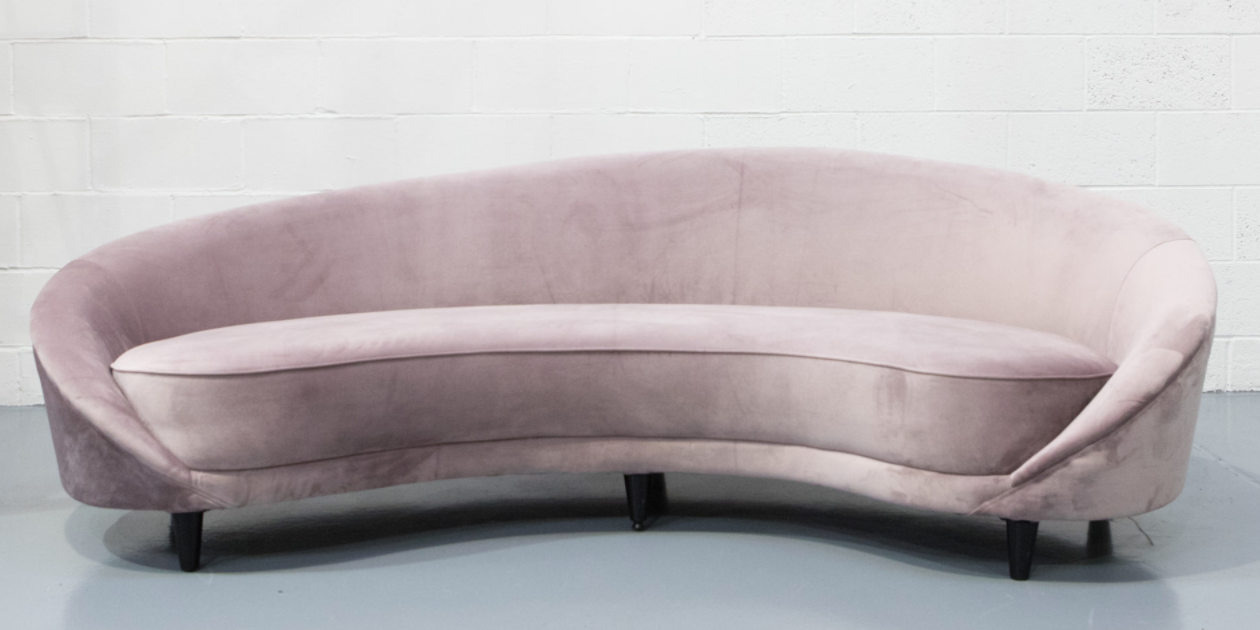 bespoke furniture hire - Pink velvet sofa for hire in London