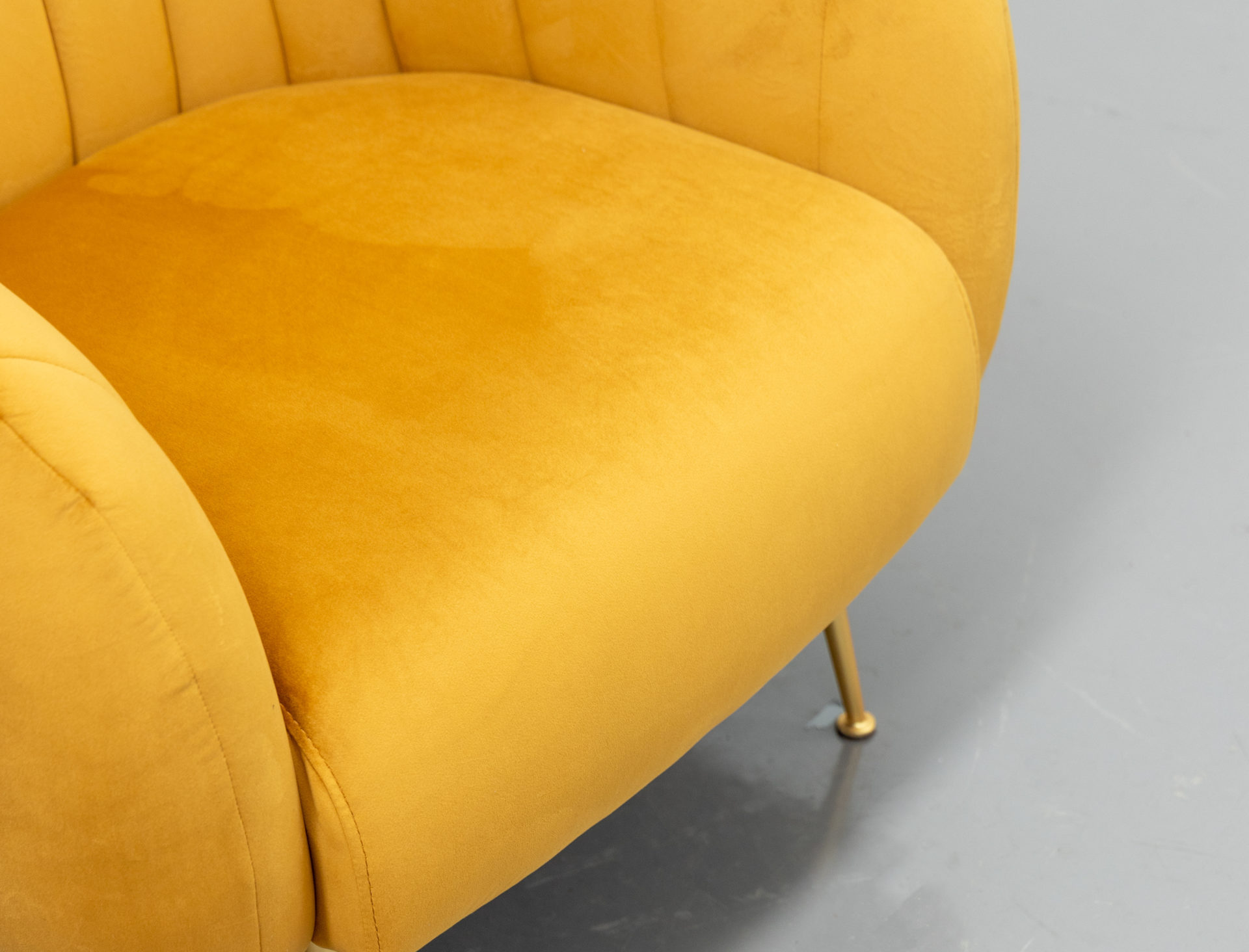 Event furniture hire - yellow velvet armchair available to hire for events in London