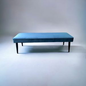 Backless electric blue velvet sofa, Furniture Hire, Juno